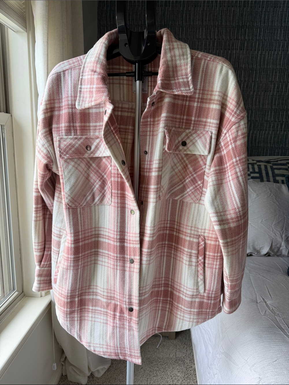Pink Plaid Utility Shacket Jacket